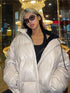 Winter Stand Collar Zipper Brown Parka Jacket Women - ROUTINE FASHION
